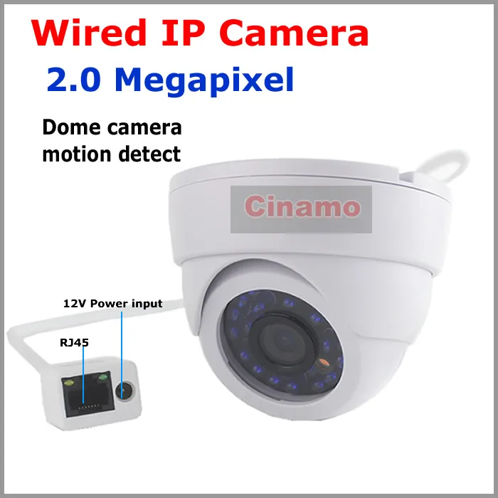  Free shipping Security system 2.0MP IP Camera support P2P Remote view IR night vision Indoor 1080P Motion detect Dome IP Camera 