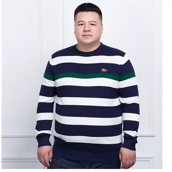 

Plus size 10XL 9XL 8XL 6XL 5XL 4XL Mens Pullovers Sweaters Autumn Wear Basic Style Youth Preppy Shirts Striped Regular big size