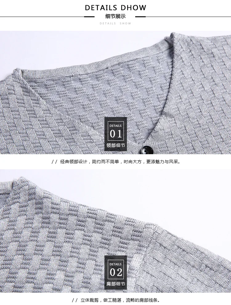 2018 осень-зима Повседневное лоскутное Вязание Для мужчин пуговицы для свитера с v-образным вырезом пуловеры Для мужчин Кашемир Тонкий