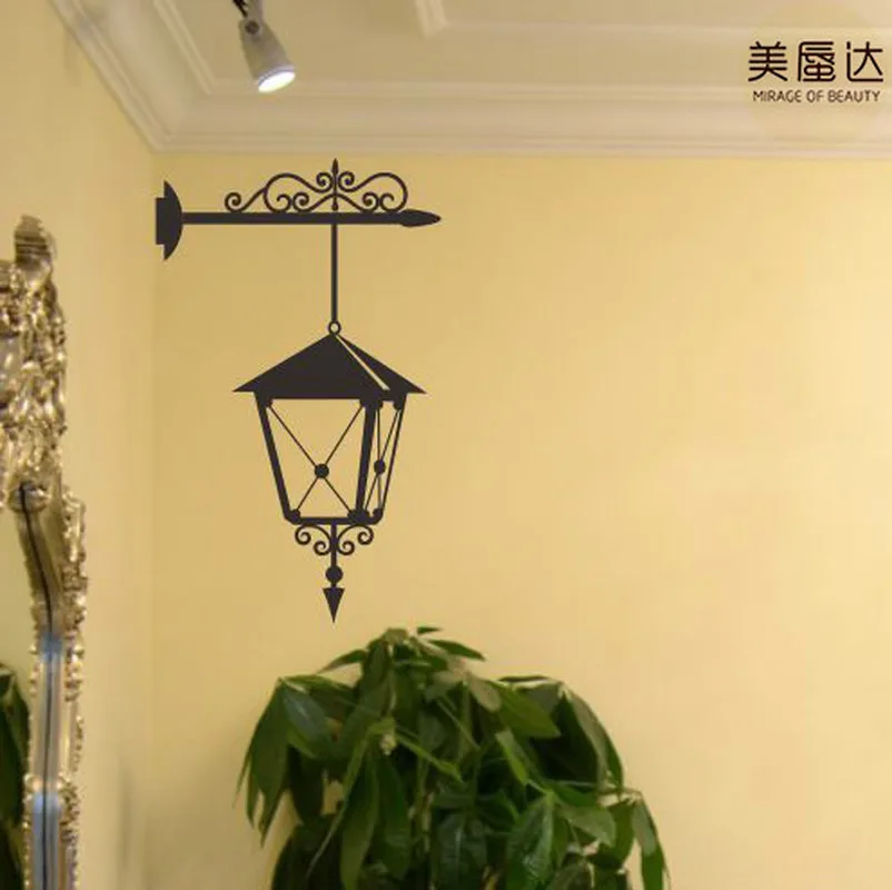 European classical street restaurant bar cafe wall stickers lamp lantern nostalgia | Дом и сад