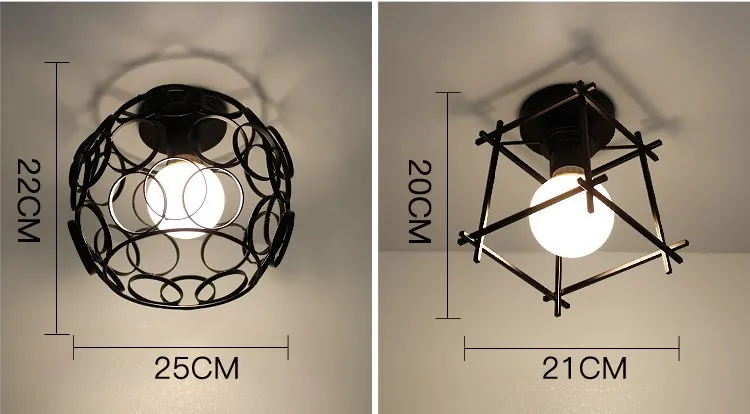 Современный простой белый черный винтажный потолочный светильник Ретро железная клетка потолочный светодиодный светильник E27 кухня балкон вход Luminaria Lamparas