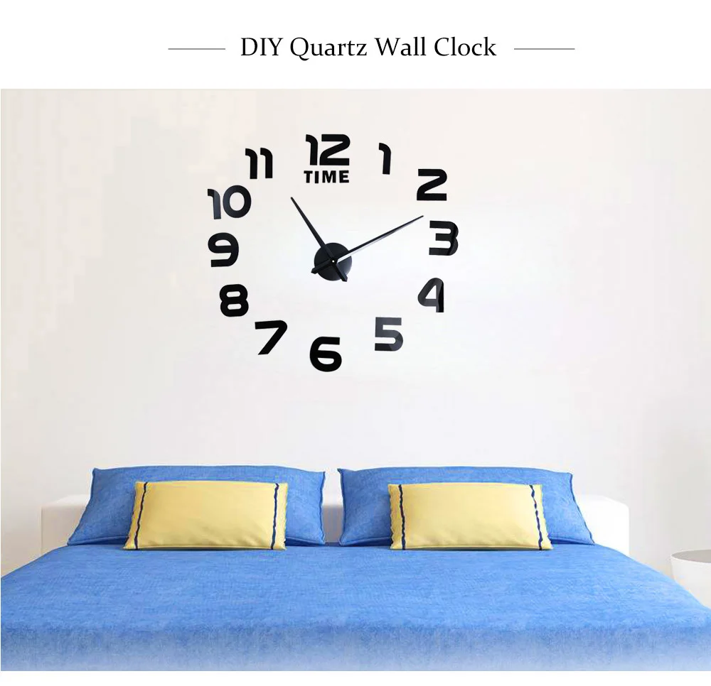 Large DIY Wall Clock 3D Mirror Effect Stickers Home Decoration