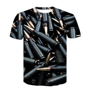 

Summer fashion boy street wear cool trend t-shirts, 3D bullet head pattern personalized short-sleeved t-shirts