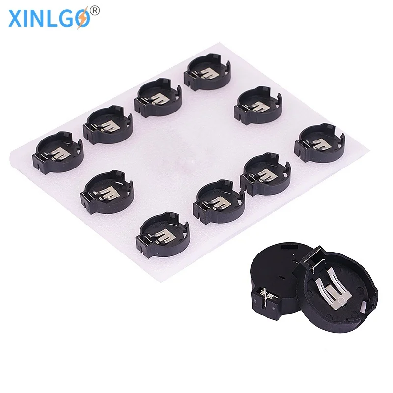 

10PCS/LOT CR2450 2450 3V Coin Cell Button Battery Socket Holder Case 2 Pins Black DIP BS-2450-1