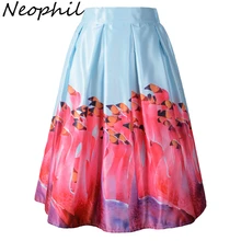 Neophil, винтажные женские плиссированные юбки-пачки средней длины с высокой талией и 3D рисунком фламинго и птиц, Saia S08043
