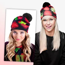 Модные женские шапки с 3D принтом, уникальная осенняя и зимняя шапка, разноцветная теплая шапка, женские шапки Skully Beanies, шапка с помпоном PY212