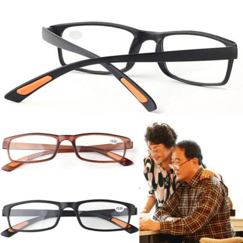 Mayitr 1pc Unisex Elders Square TR90 Frame Glasses Special Design Clear Resin Lens Reading Glasses Presbyopic +1.0~+4.0