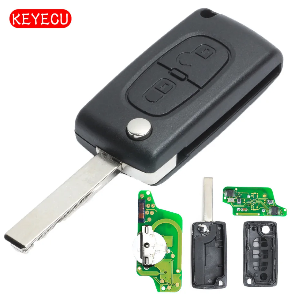

Keyecu New Folding Remote Key 2 Button 433MHZ ID46 Chipfor Citroen C2 C3 0523 Models HU83