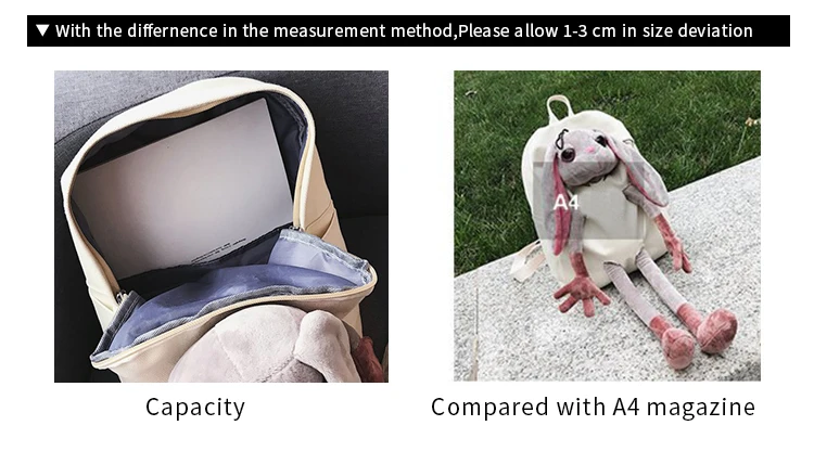 Женские рюкзаки в стиле Харадзюку с плюшевой куклой Кроликом, большая вместительность, Холщовый женский Школьный Рюкзак Для Путешествий, Kawaii, слон, кошка, школьные сумки для девочек