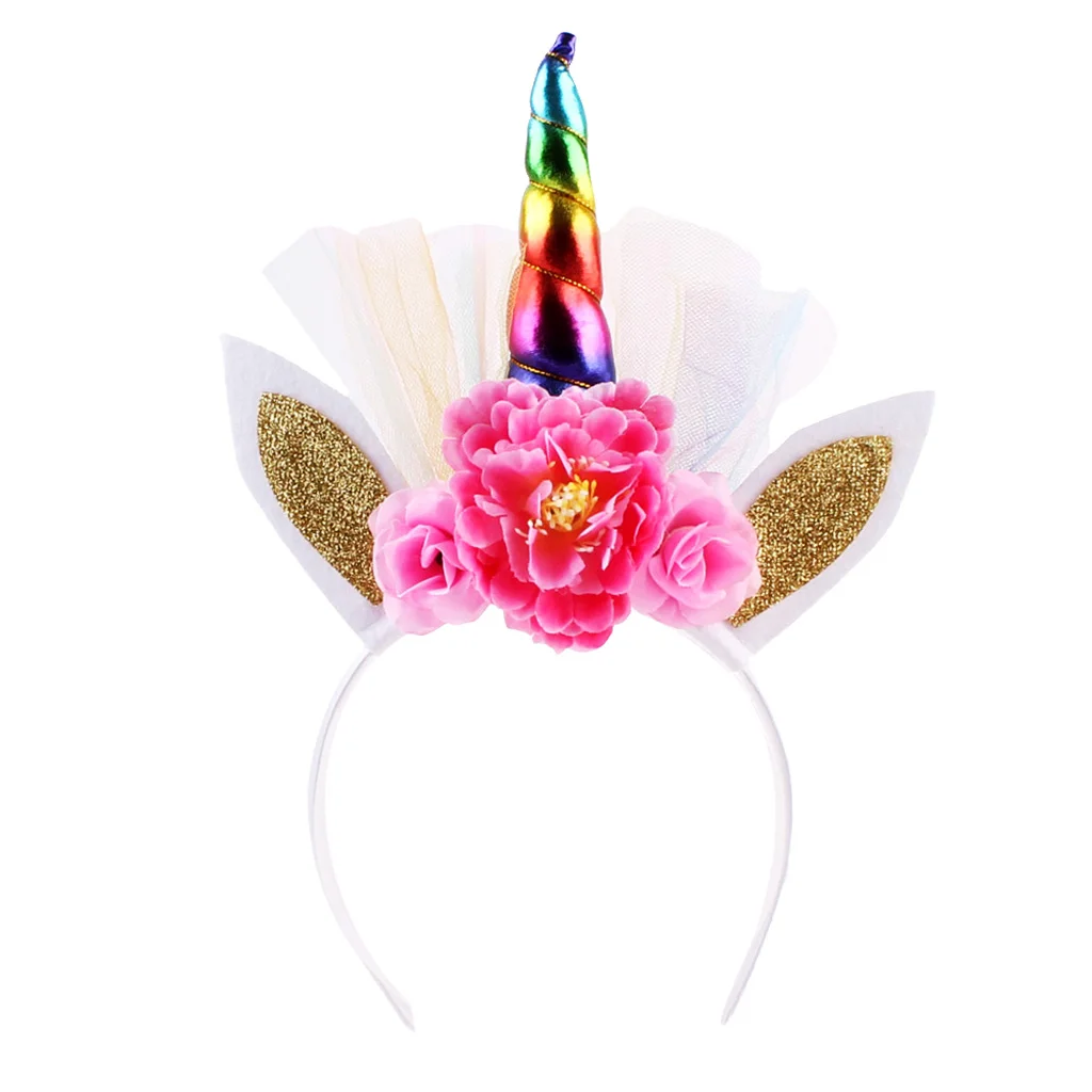 Cute Unicorn Kids Girls Children Headwear Hair Hoop Hair Clips for Birthday Party Photo Prop Stage Show Hair Accessories