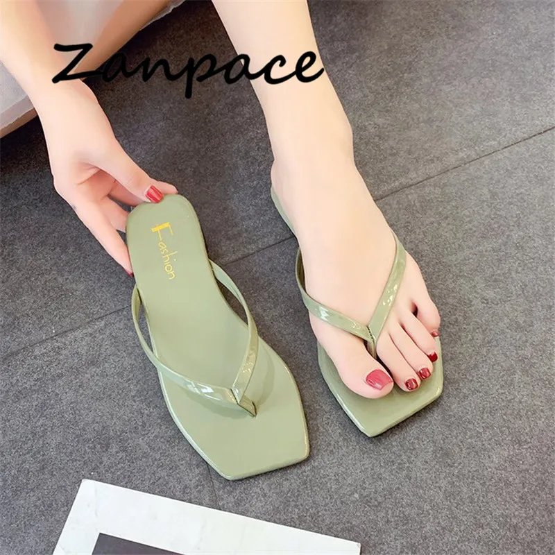Женские шлепанцы на плоской подошве ZANPACE разноцветные платформе пляжные для