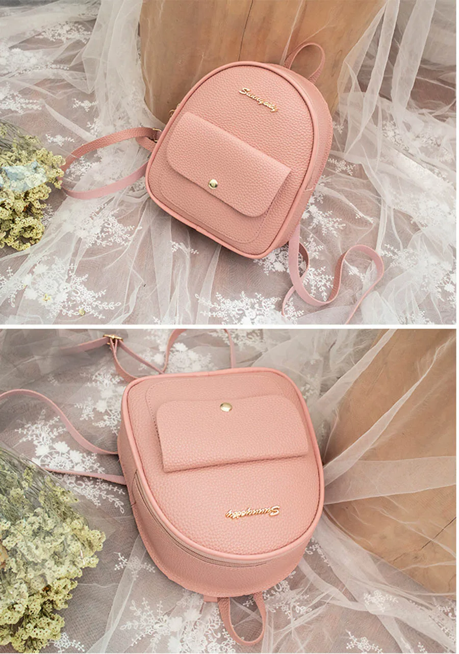 Mara's Dream New Lychee Shoulder Bag Small Fresh Shoulder Bag Solid Color Zipper Buckle Multi-function Small Backpack