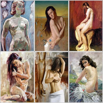 

Oil Painting 5D Portrait Diamond Embroidery Cross Stitch Square Diamond Mosaic Sets Diy Diamond Painting Naked Woman Needlework