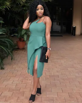 

2019 Summer Solid Color Sleeveless One Strap Off Shoulder Strapless Split Loose Office Lady Women Rompers Female Playsuits