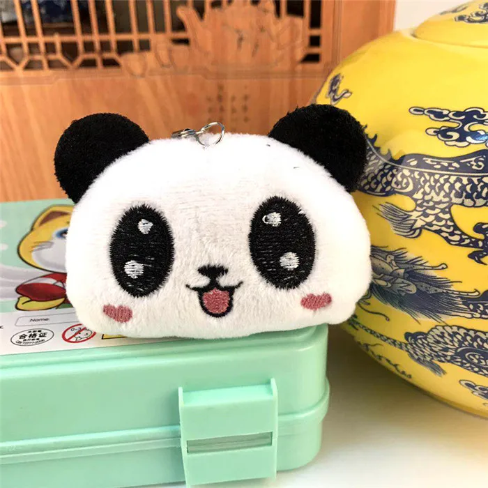 Fashion Panda Emoji Plush Toys Key Chain Ring Pom Bear Keychain Woman Bag Charms Man Car Keyring Wedding Party Trinket Jewelry (26)_