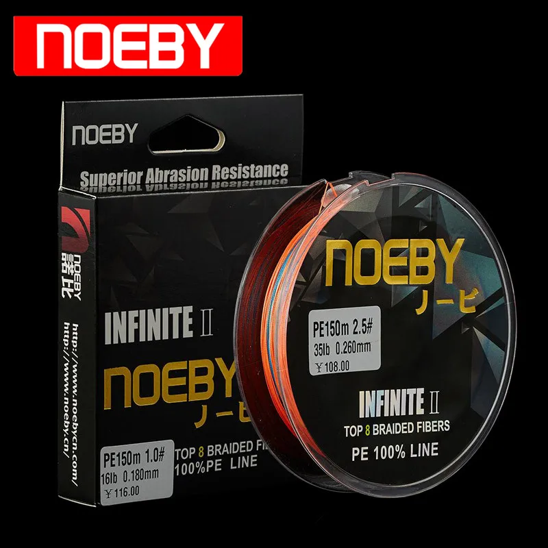 

New NOEBY Fishing Line 150m 8Strands PE Line Colorful Linhas Pesca Fil De Peche Carp Fish Braided Wire Line Vislijn
