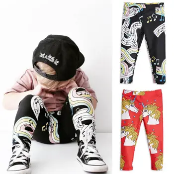 

Summer Toddler Kids Baby Boys Girls Cartoon Unicorn Long Pants Kid Boy Girl Music Elastic Floral Printing Pants Clothing