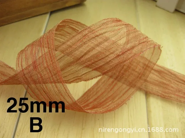 New 25mm Corrugated yarn Riband Organza satin ribbons DIY hair accessories bowknot materials Polyester Ribbons 5Mlot_9
