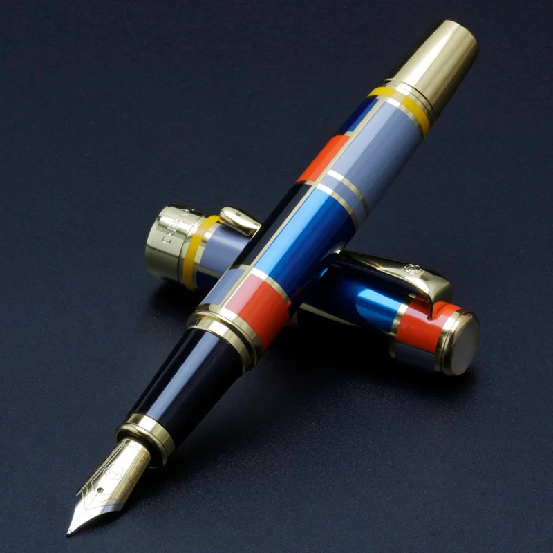 

High Quality Business Office Fountain Pen Ink Pen Nib 0.5mm Iraurita Luxury Full Metal Golden Clip Stationery Gift 03861