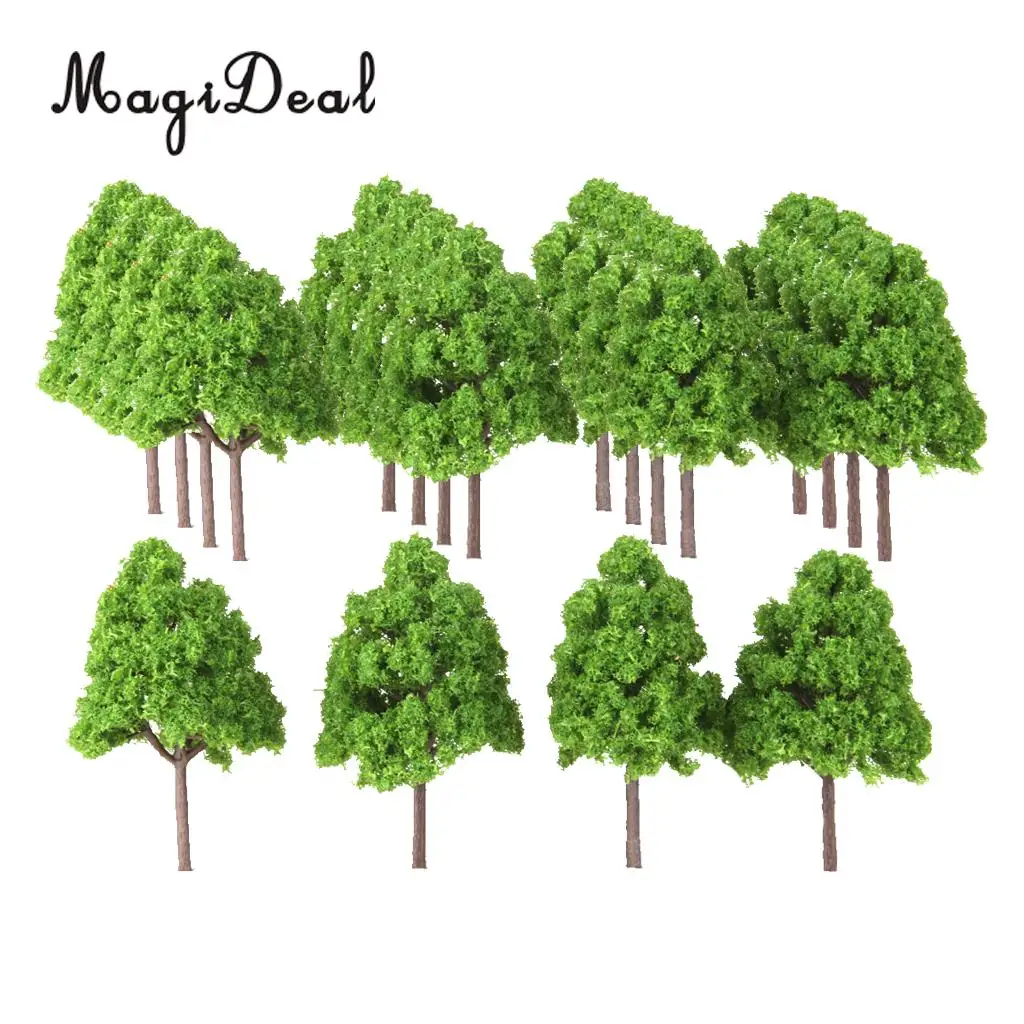 25Pcs Plastic Light Green Train Layout Model Trees 1:150 N Scale Garden Park Forest War Game Diorama Scenery Landscape