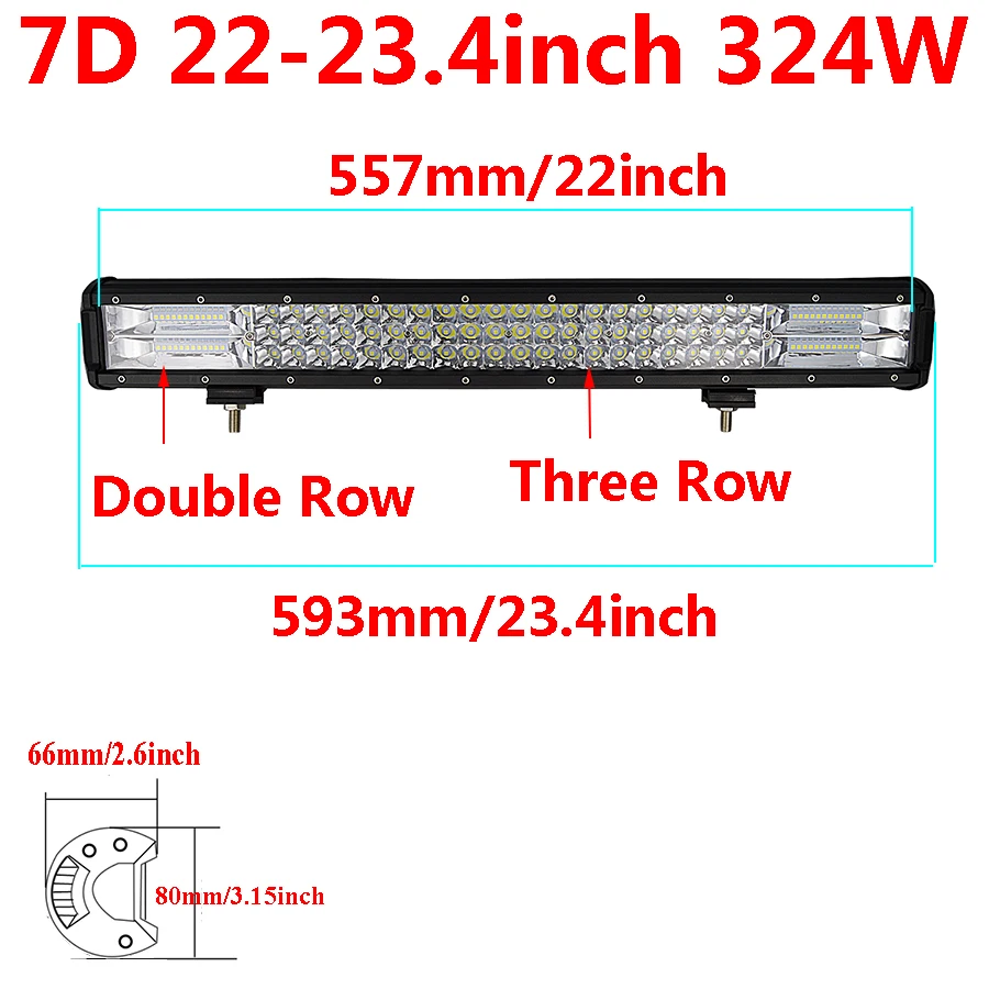 7D 15 ''18''/20 ''23'' 216w 252w 288w 324 Вт 3 ряда светодиодный светильник Бар Offroad Combo светодиодный рабочий светильник бар 12v 24v для грузовиков, внедорожников, квадроциклов, наводненных 4WD 4x4