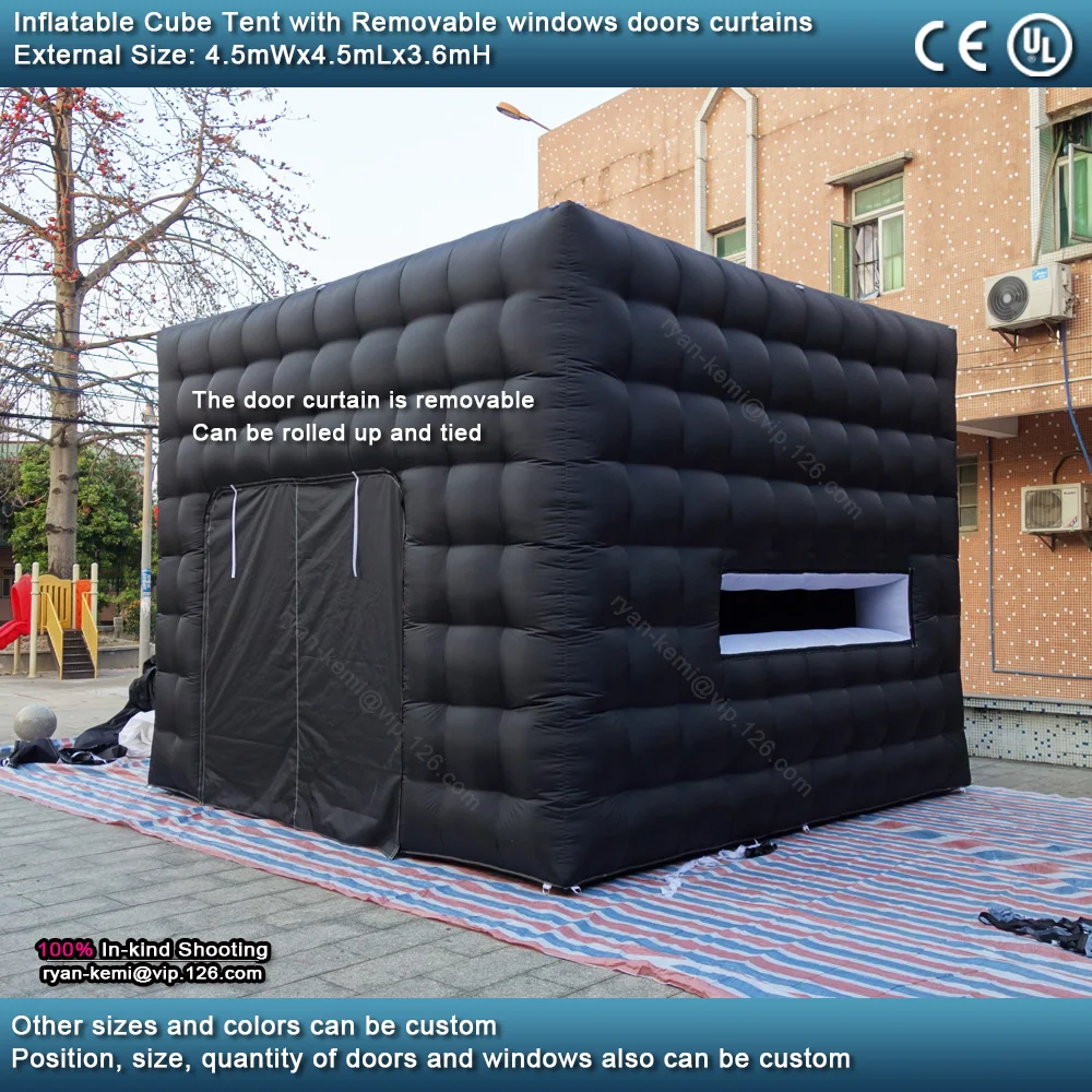 4.5mwx4.5mlx3.6mH Black White Inflatable Cube Tent Outdoor Portable Events Room Shelter For Trade Show Party Photo Booth 3