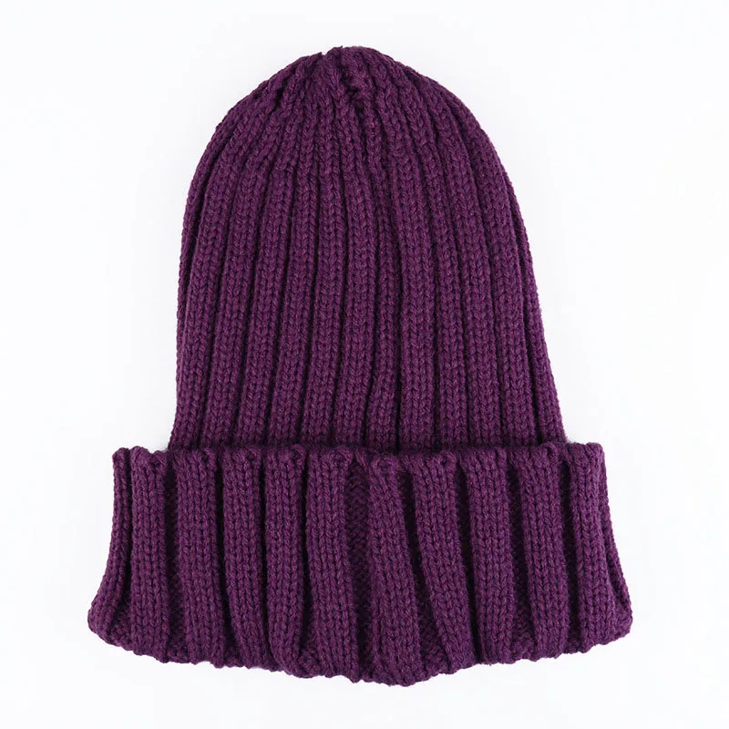 Зимняя женская и детская шапочка карамельного цвета с острым носком, женская и Детская Вязаная Шерстяная кепка, теплая зимняя шапка - Цвет: purple adult style