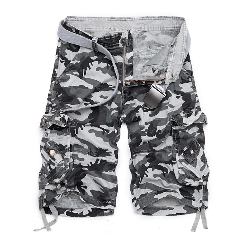 Новые камуфляжные свободные мужские шорты Карго крутые летние военные камуфляжные шорты Горячая Распродажа Homme карго шорты без ремня