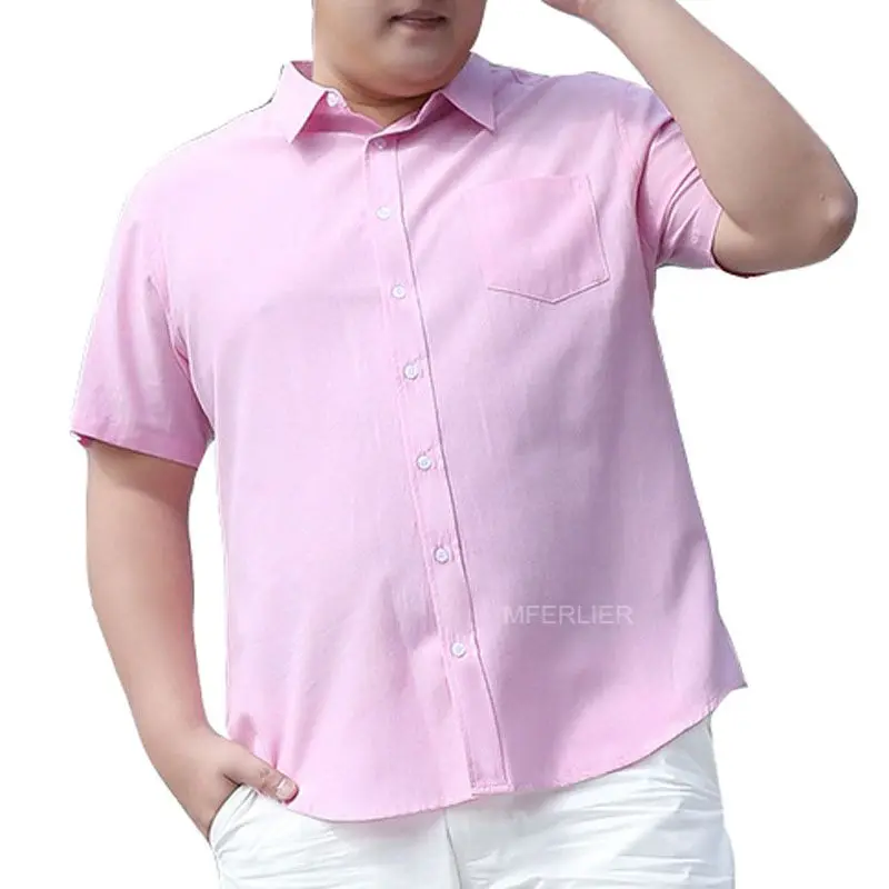 MFERLIER, летняя мужская рубашка, плюс размер, 5XL, 6XL, 7XL, 8XL, 9XL, 10XL, обхват груди 168 см, плюс zize, короткий рукав, 4 цвета, большие размеры, рубашки