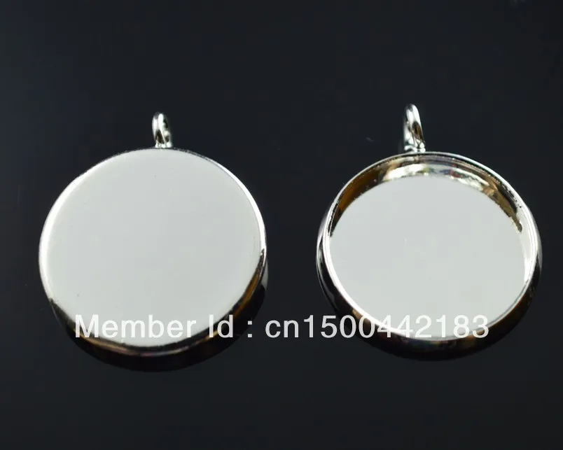 

high quality Silver Plated 20mm Round Cameo Cabochon pendant Setting Base Blanks Jewelry accessories Upside down