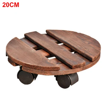 

Garden Flower Succulent Plant Pot Tray Antiseptic With Wheels Stable Solid Wood Round Movable Exquisite Natural Universal
