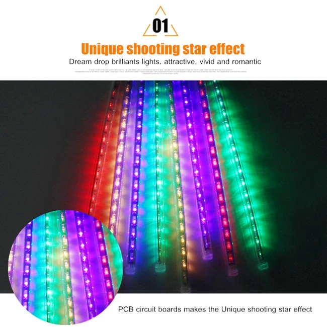 Chuva de Meteoros Movido a Energia Solar à Prova Tubos de Luzes Luz do Feriado da Árvore do Jardim Chuva Água cm 8 Led d' 50 Mod. 129728 4 Cheap Lâmpadas solares