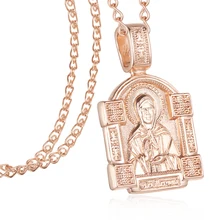 FJ 3 цвета Традиционный 585 розовое золото/белый цвет кулон для женщин и мужчин классический медный Восточный ортодоксальный крест кулон+ цепь дополнительно