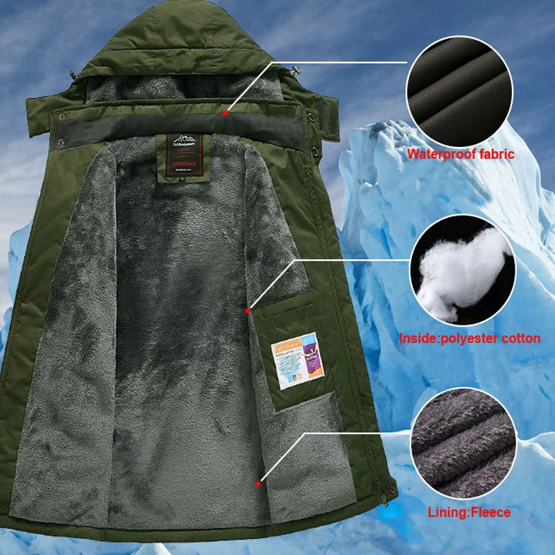 Мужские осенне-зимние водонепроницаемые куртки с капюшоном для походов, рыбалки, альпинизма, пальто размера плюс, меховая верхняя одежда