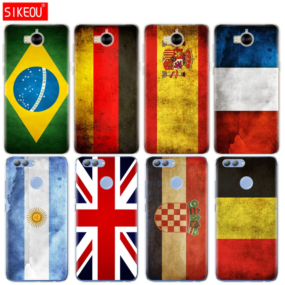 

Silicone phone Cover Case for huawei Y3 Y6 Y5 2 II 2017 nova 2s 2 LITE plus Brazil France Argentina Flag