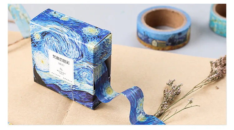 Creative Van Gogh Oil Painting Japanese Masking Washi Tape Decorative Adhesive Tape Diy Scrapbooking Sticker Label Stationery