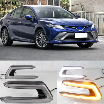 

CSCSNL 2PCS LED Daytime Running Light Turn Signal ABS 12V DRL Fog Lamp For Toyota Camry 2018 2019 Car Accessories Waterproof