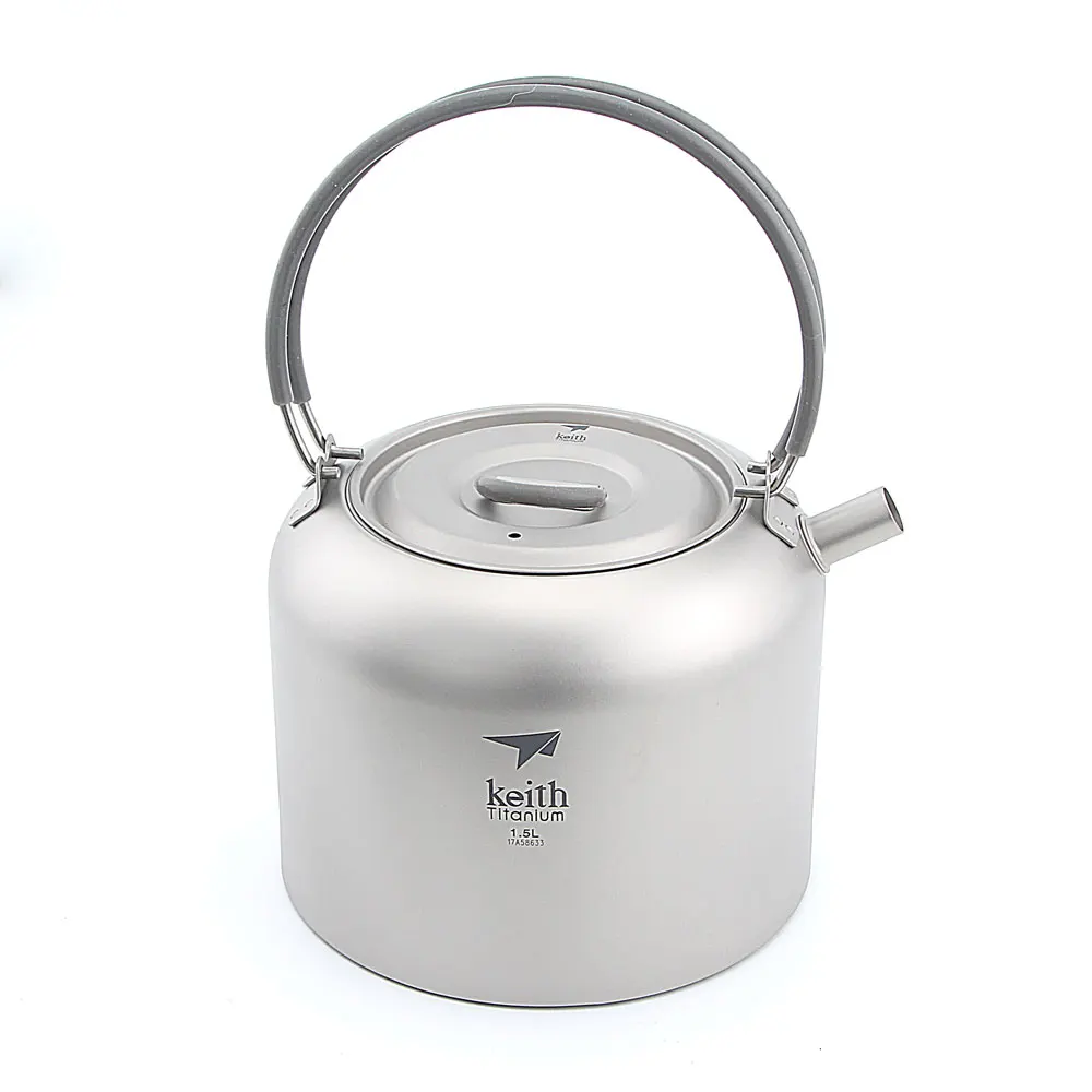

Keith Ti3907 Titanium 1.5L Kettle Camping Picnic Cookware Coffee Tea Water Pot