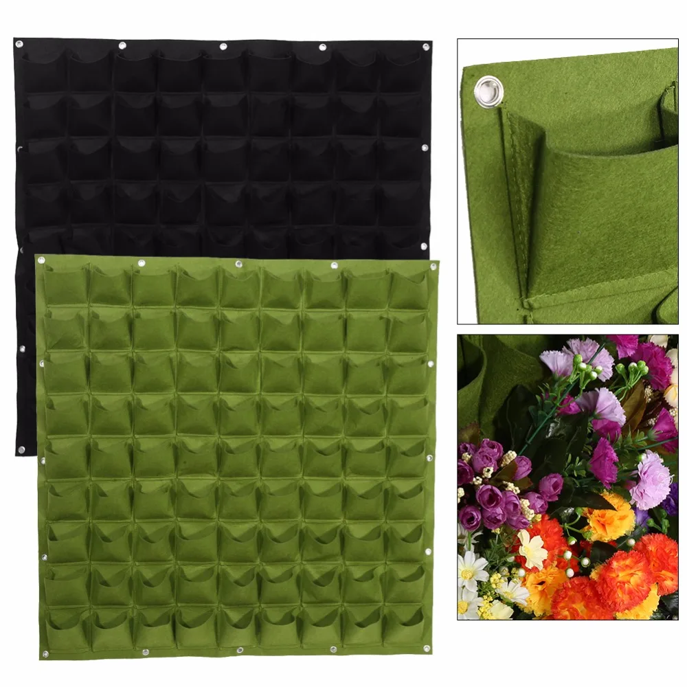 81 Pockets Plant Grow Bag Vertical Felt Garden Plant Growing Container
