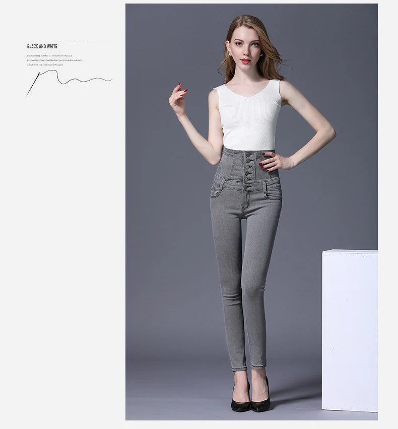 Женские эластичные джинсы-карандаш на пуговицах, женские облегающие джинсы с высокой талией, облегающие джинсы, обтягивающие осенние