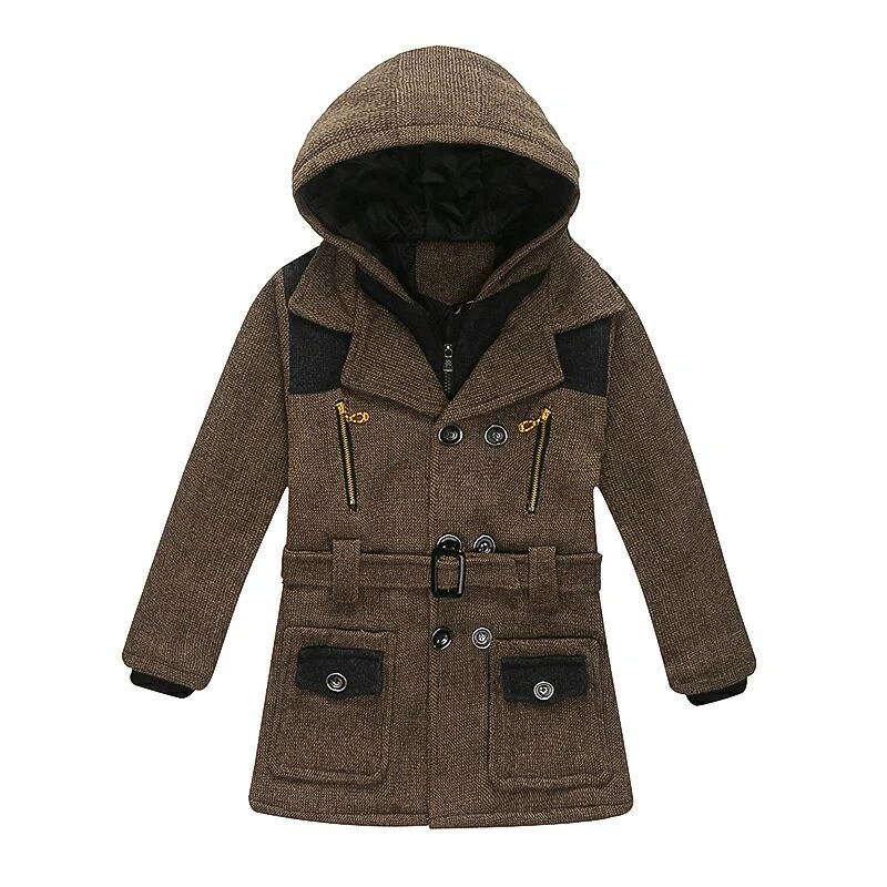 

2018 Boys New Winter Fashion Woolen Coat Trench Coat