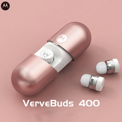 Verve Buds 400 беспроводной Bluetooth 5,0 12 часов воспроизведения музыки для Apple Headpone водонепроницаемый и шумоподавление - Цвет: Розовый