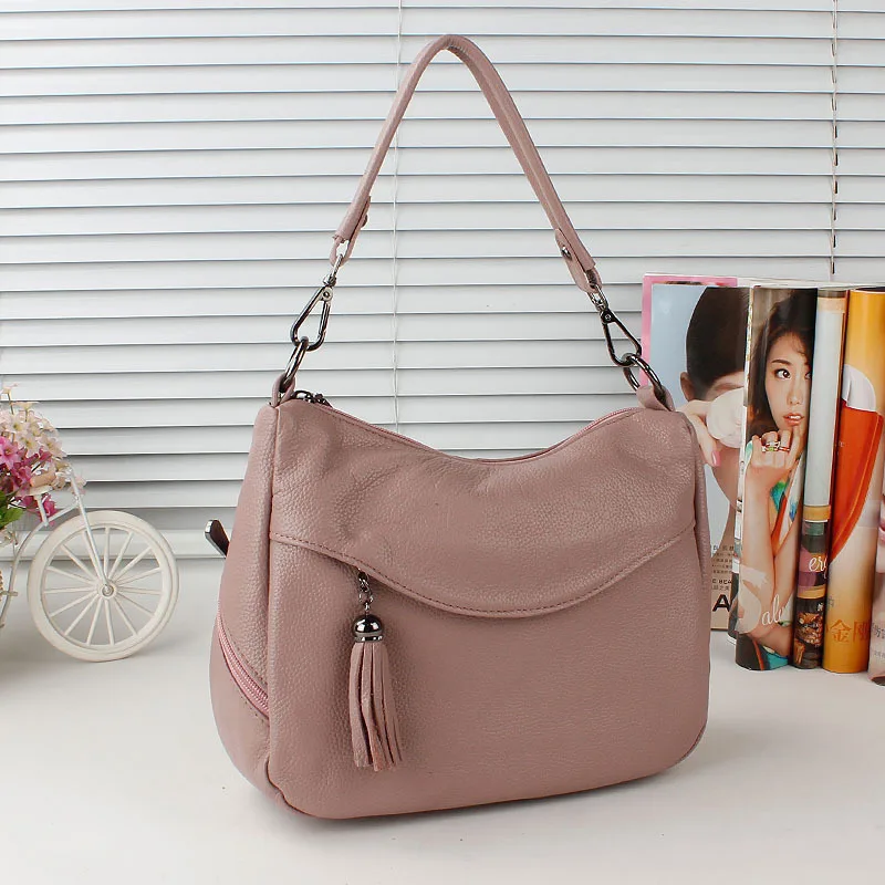 nude new color Брендовая дизайнерская Мягкая Сумка Хобо из натуральной кожи женская сумка для отдыха женская сумка с кисточками через плечо маленькая сумка на плечо для мамы - Цвет: nude new color