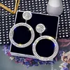 Fashion Shining Circle  Earrings Precision Inlay Gold Silver Color Color Rhinestone Earrings for Women Wedding Party Jewelry ► Photo 2/6