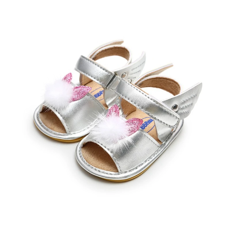 Обувь для принцессы с бантом для новорожденных девочек; летние сандалии для малышей; нескользящая резиновая Shoes0-18M из искусственной кожи