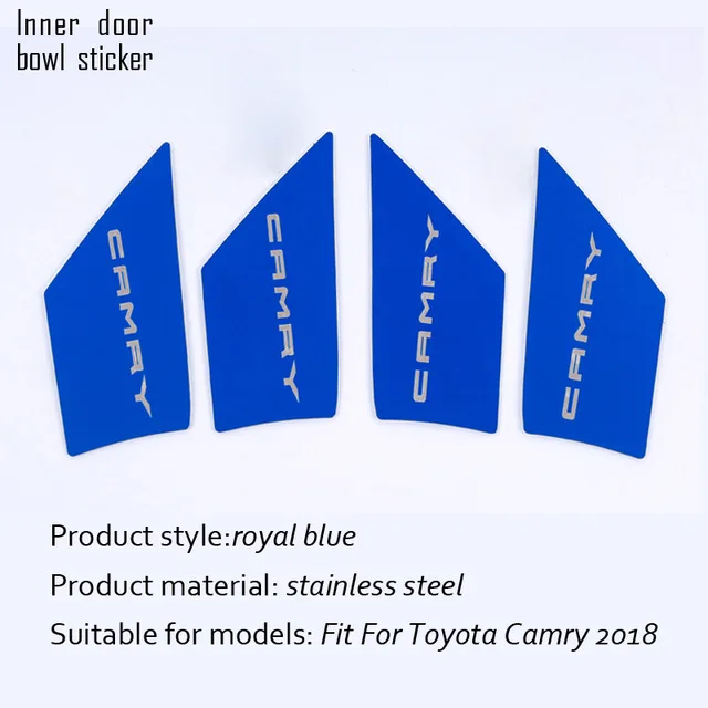 Задняя панель Авто Стайлинг из нержавеющей стали интерьерные наклейки для Toyota Camry XV70 внутренняя дверная ручка Чехлы аксессуары - Название цвета: sticker-blue