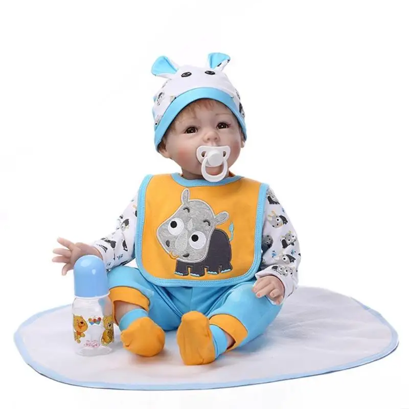 

NPK Simulation Bebe Reborn with Nipple Bottle Soft Silicone Artificial Newborn Baby Doll Toy Gift Reborn menina de silicone Doll