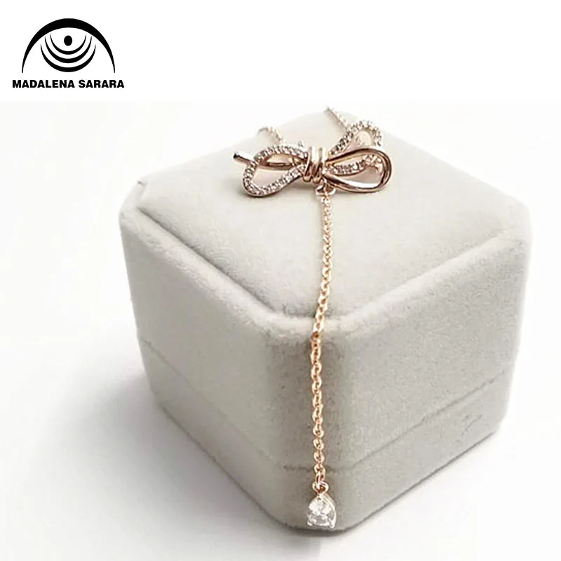 

MADALENA SARARA S925 sterling silver bow necklace female Korean version of the drop tassel clavicle chain