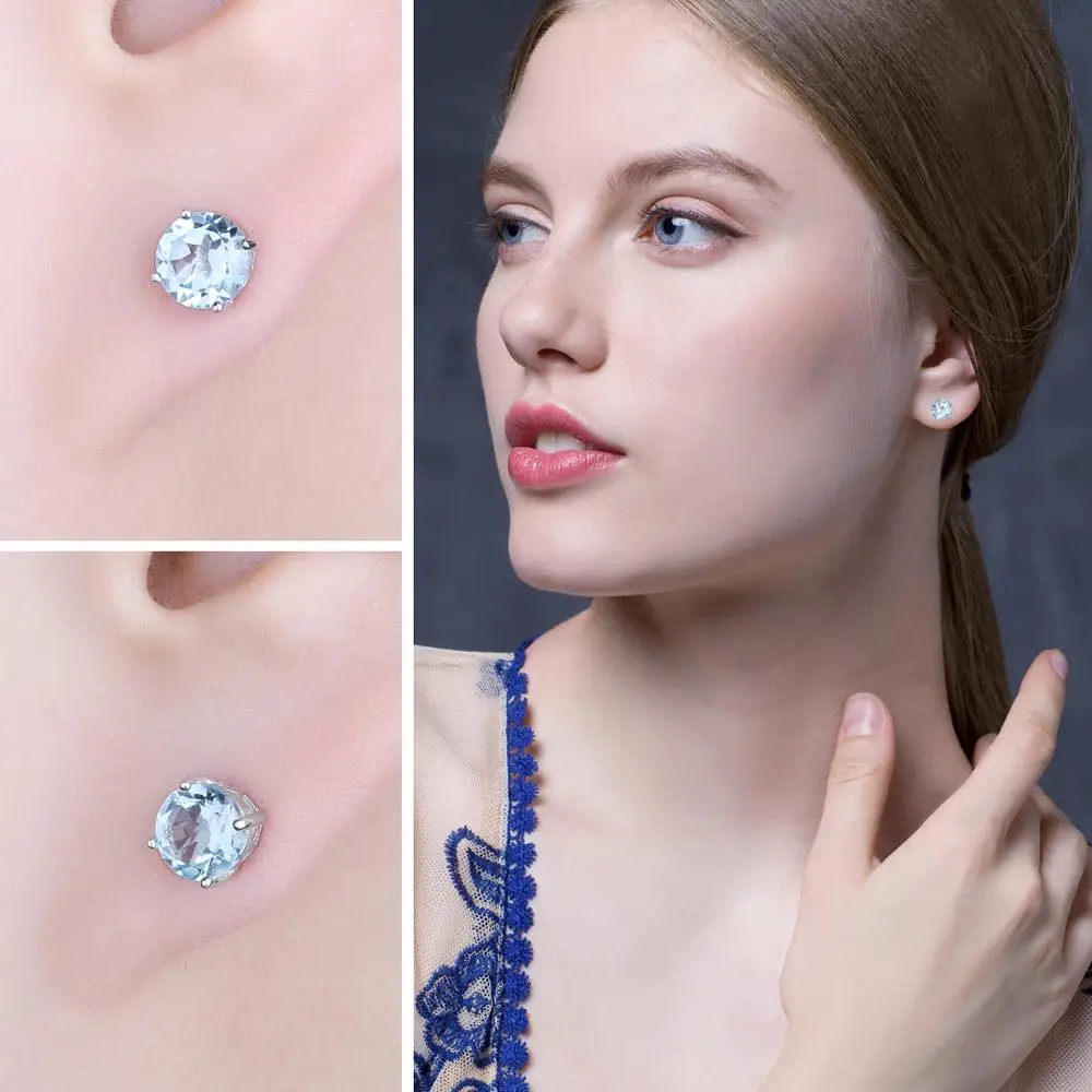 JewelryPalace 2ct натуральная голубой топаз серьги гвоздики 925 стерлингового серебра для