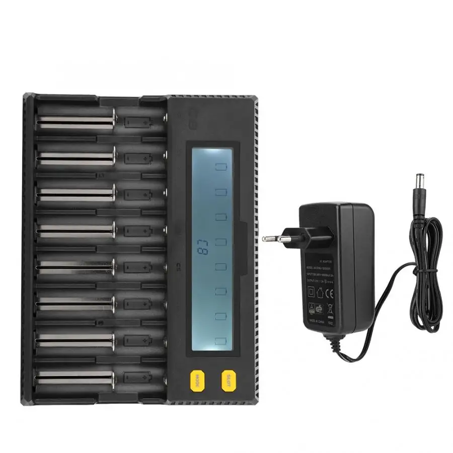 

New 1.5A Fast Charge 18650 8-Slot with LCD display Lithium Battery Charger 100-240V EU Plug Lithium Battery Charger